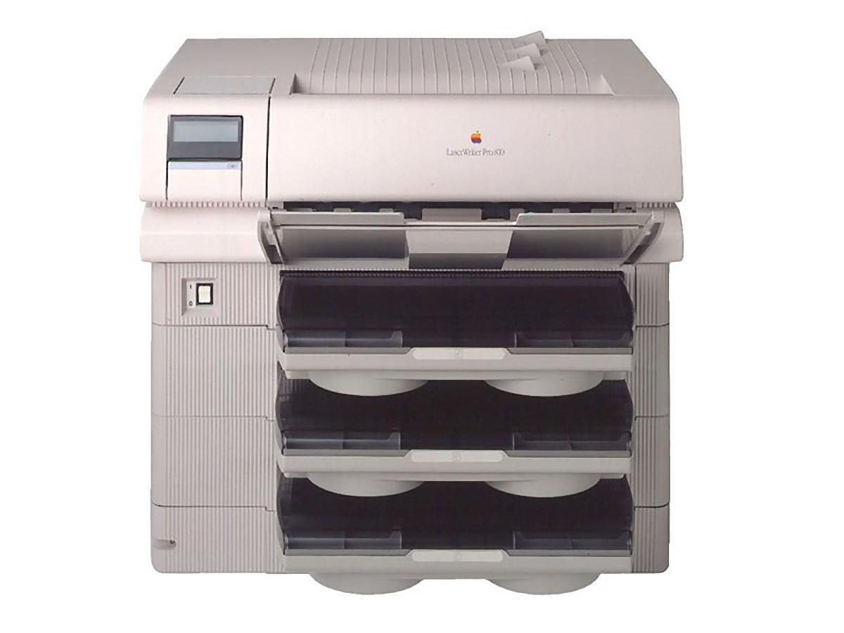 An Apple LaserWriter laser printer photographed against a neutral background
