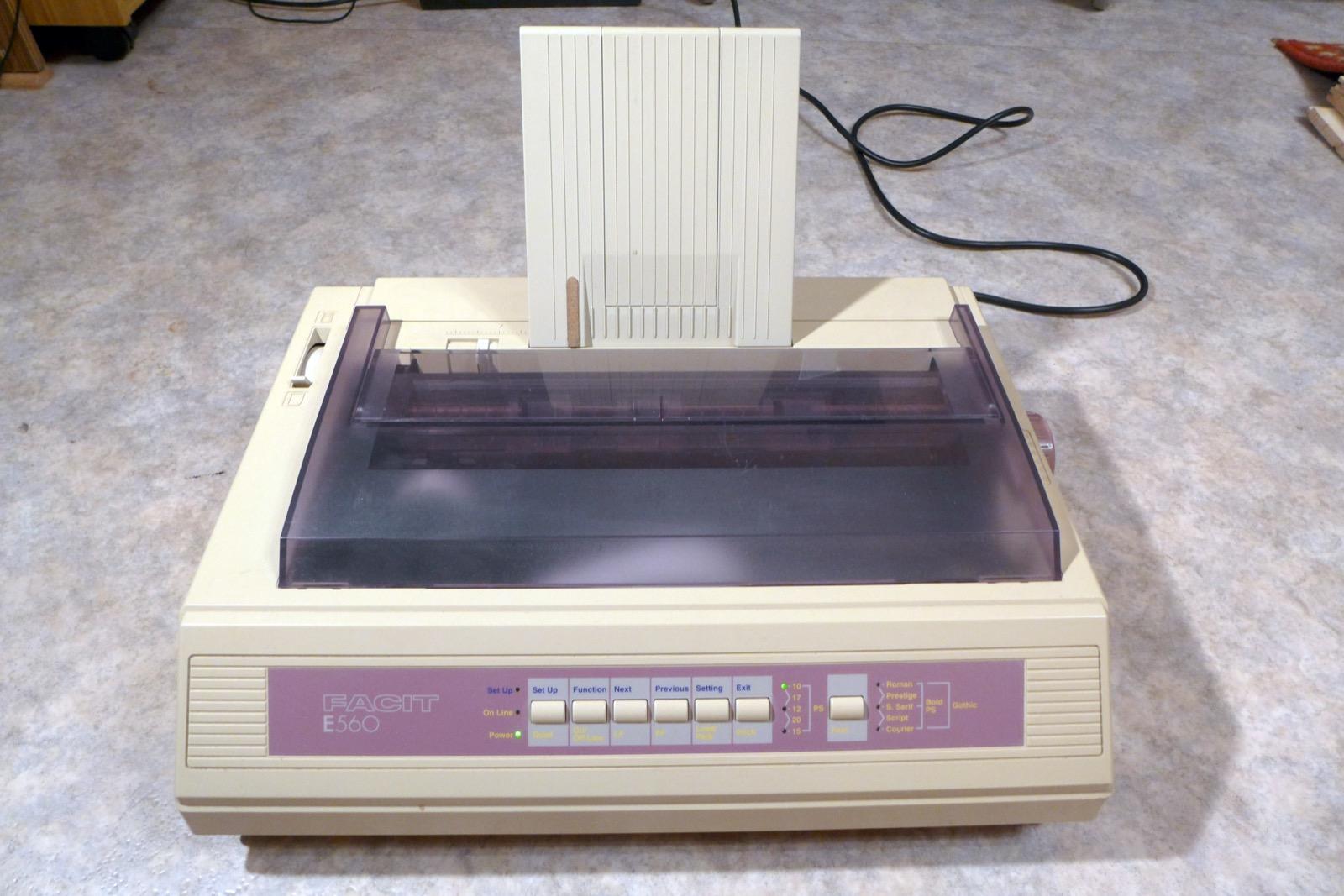 Facit E560 dot matrix printer — full studio shot of the complete unit