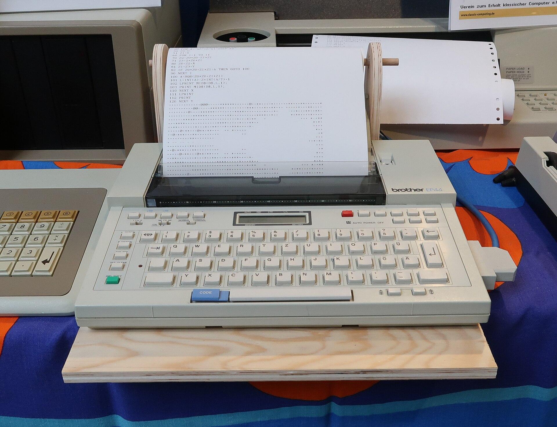 Brother EP-44, a small flat 1984 portable electronic typewriter and thermal printer with a full keyboard and a narrow display strip