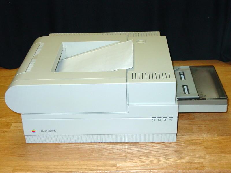 Apple LaserWriter II laser printer, a beige 1980s desktop laser printer